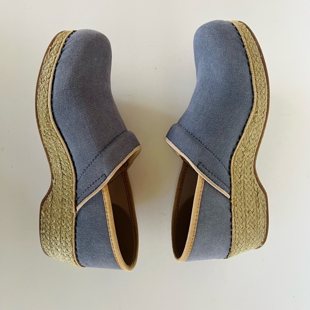 Dansko Vegan Canvas Paisley Embroidered Espadrille Mule Clogs, Blue Denim, 39 - Picture 6 of 10
